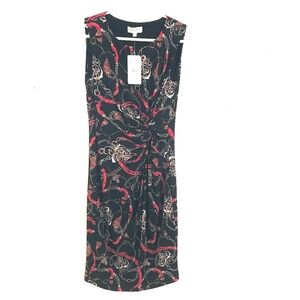 Laura Petites Dres 4 sleeveless twist knee length black bridle equestrian print